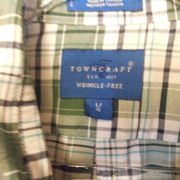 Towncraft Casual Button-Down Top Check Office Travel Men's Size L - Picture 5 of 9